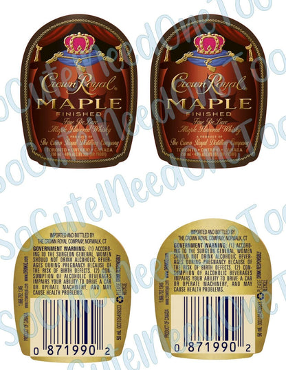 Crown Royal - Maple - Front & Back on Clear/White Waterslide Paper Ready To Use - SoCuteINeedOneToo