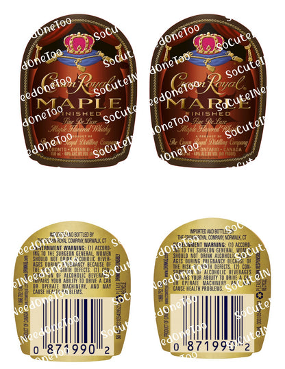 Crown Royal - Maple - Front & Back on Clear/White Waterslide Paper Ready To Use - SoCuteINeedOneToo
