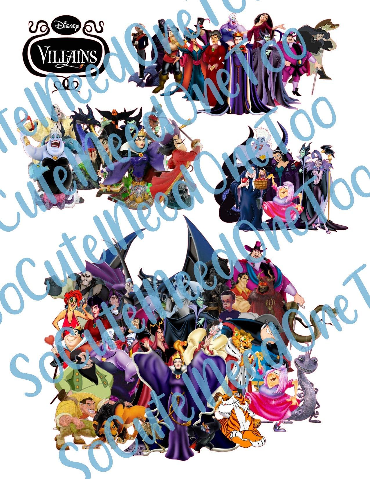 Disney Villians on Clear/White Waterslide Paper Ready To Use - SoCuteINeedOneToo