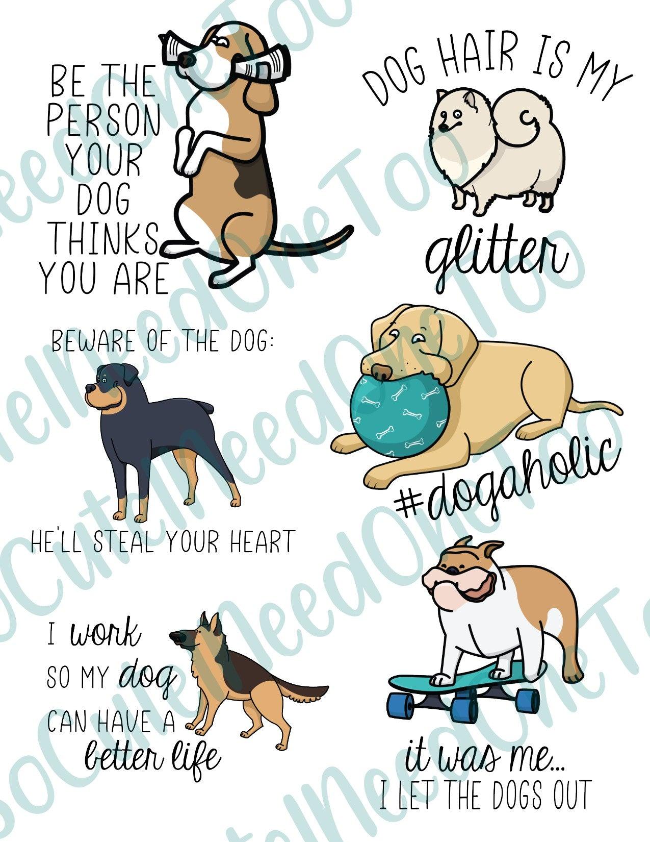 Dog Glitter On Clear/White Waterslide Paper Ready To Use - SoCuteINeedOneToo