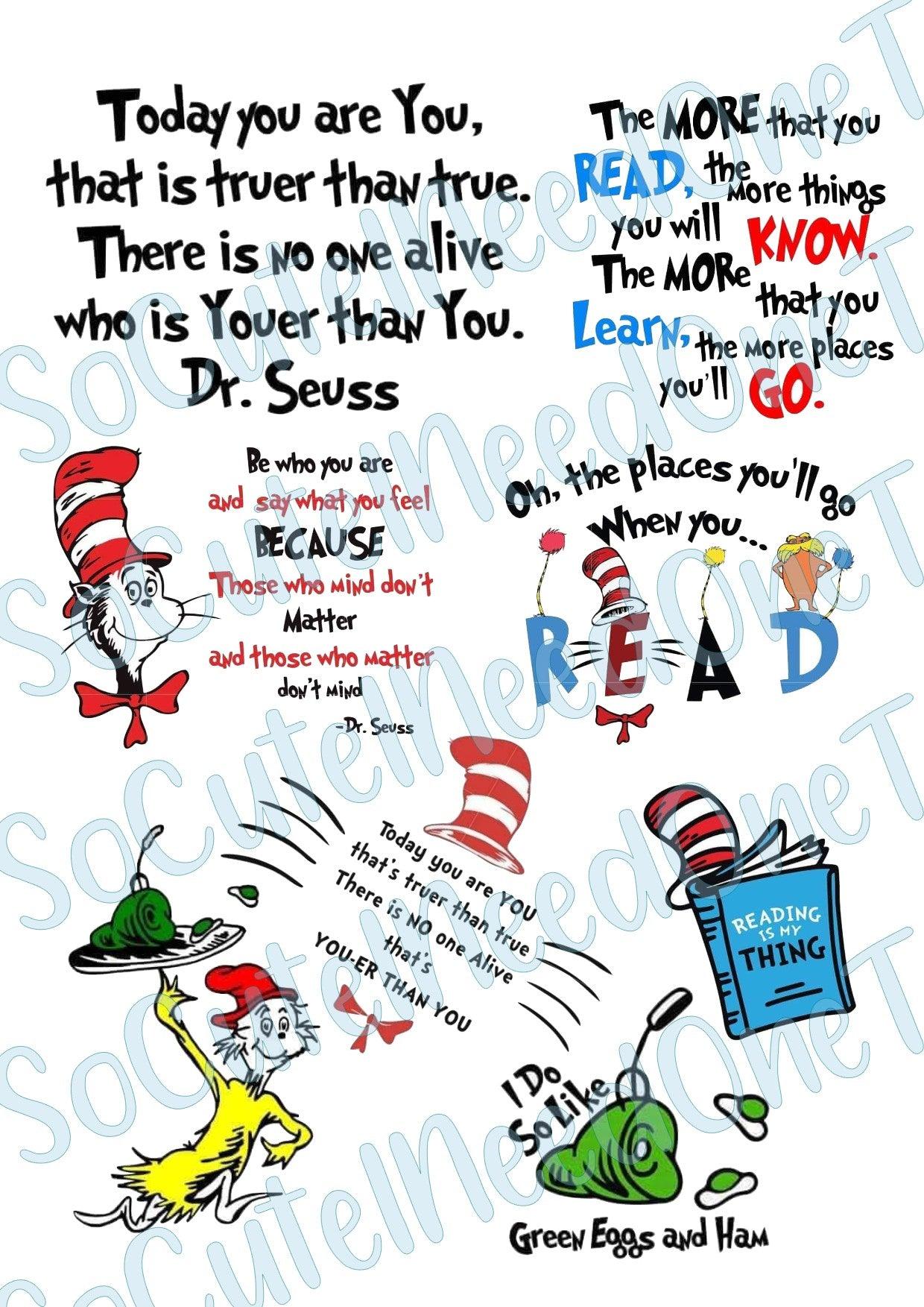 Dr. Seuss on Clear/White Waterslide Paper Ready To Use - SoCuteINeedOneToo