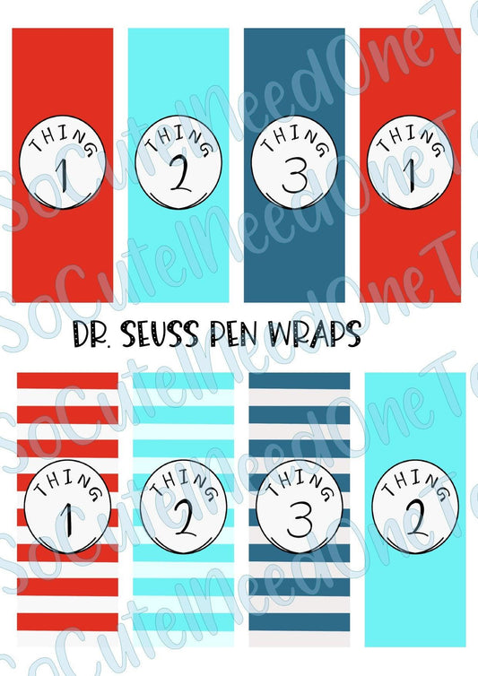 Dr. Seuss Pen Wraps on Clear/White Waterslide Paper Ready To Use - SoCuteINeedOneToo