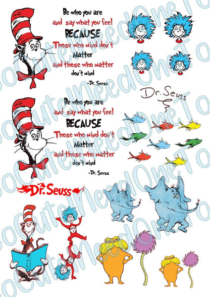 Dr. Seuss Tumbler on Clear/White Waterslide Paper Ready To Use - SoCuteINeedOneToo