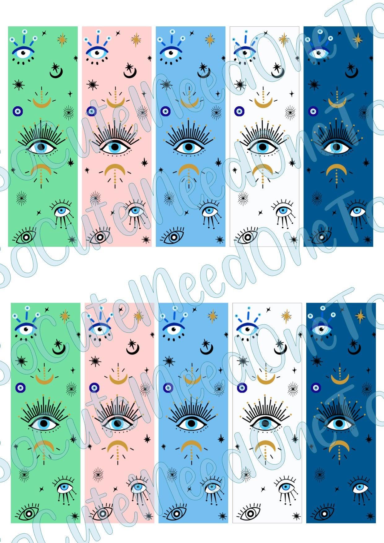 Evil Eye Pen Wraps - Clear/White Waterslide Paper Ready To Use - SoCuteINeedOneToo