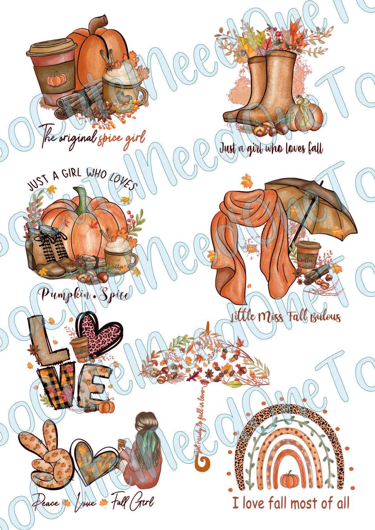 Fall #1 on Clear/White Waterslide Paper Ready To Use - SoCuteINeedOneToo