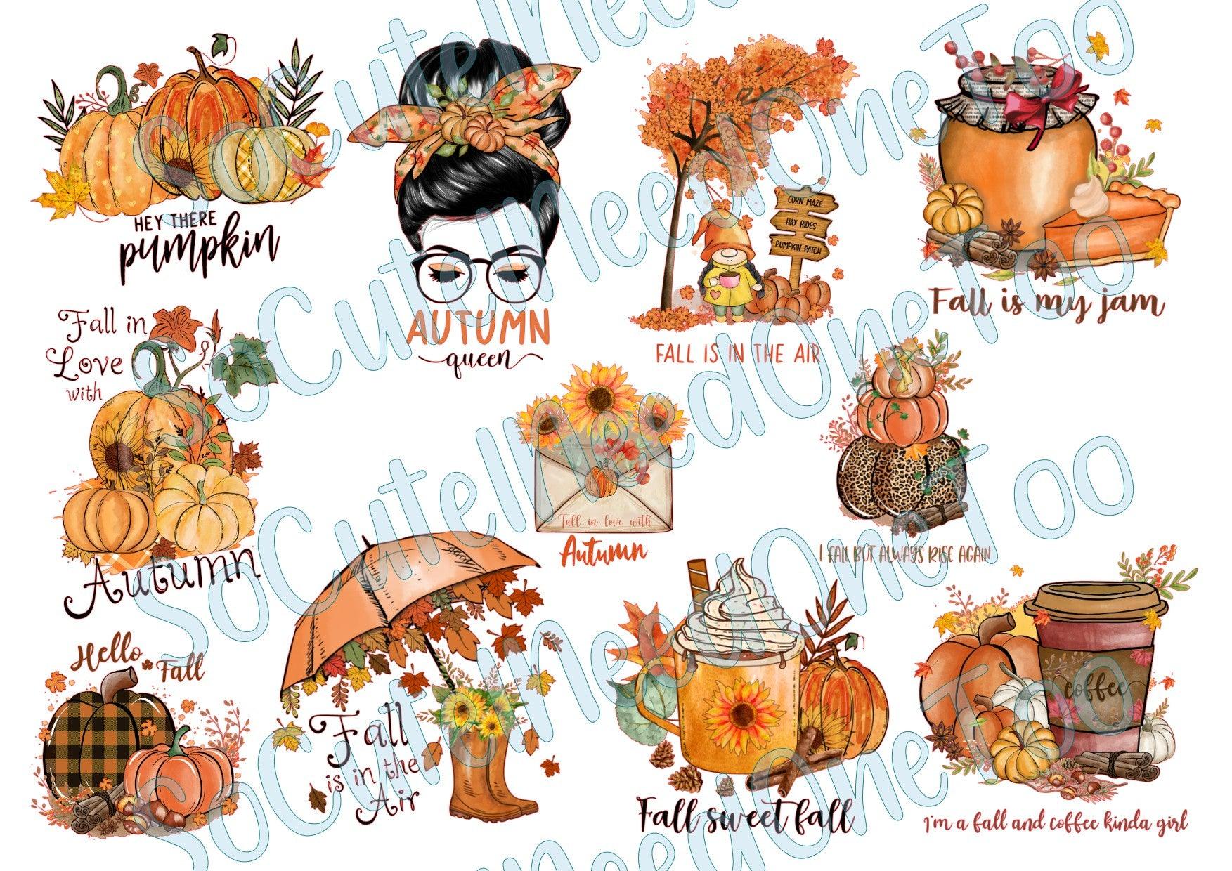 Fall Is In The Air on Clear/White Waterslide Paper Ready To Use - SoCuteINeedOneToo