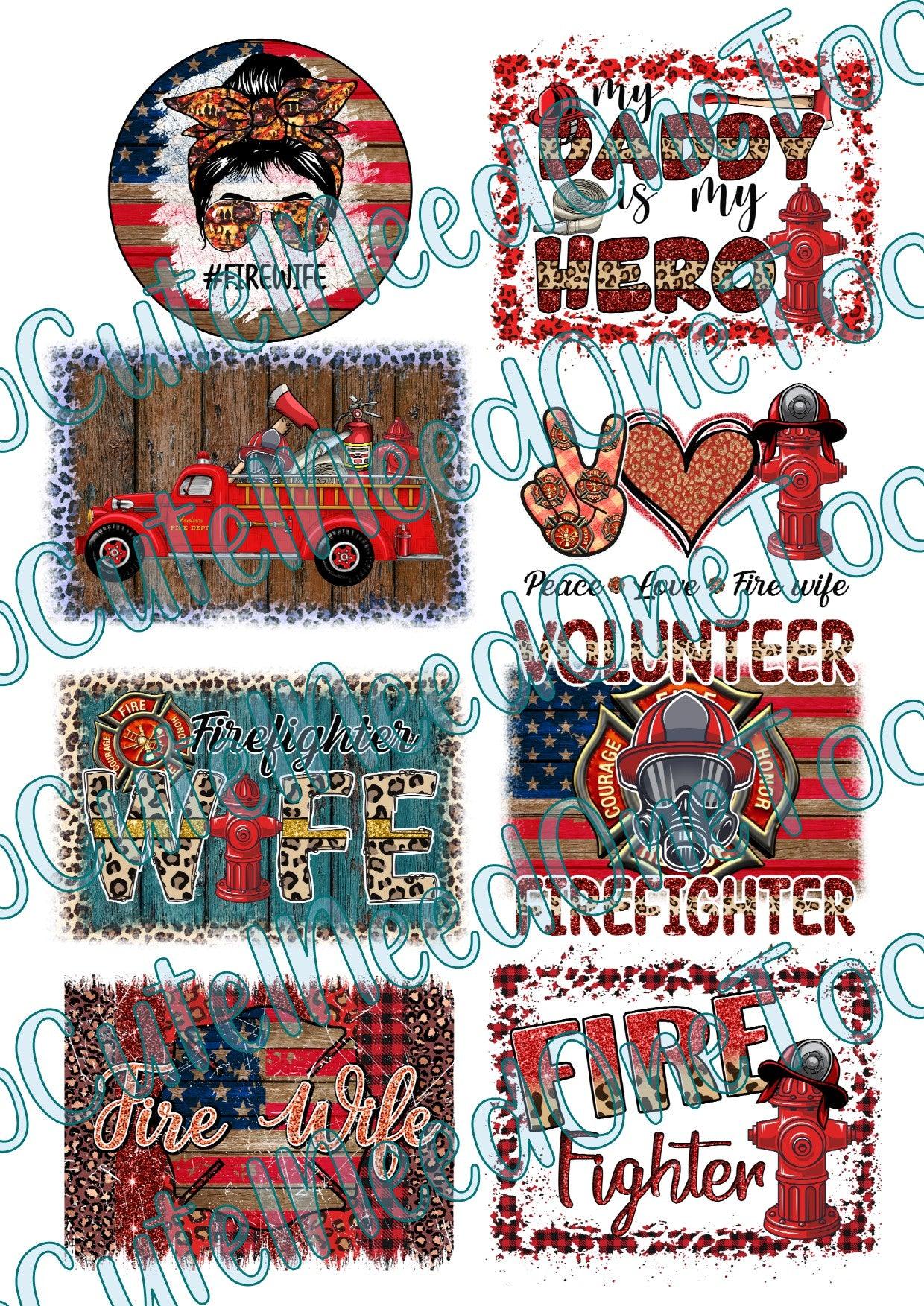 Firefighter #8 on Clear/White Waterslide Paper Ready To Use - SoCuteINeedOneToo