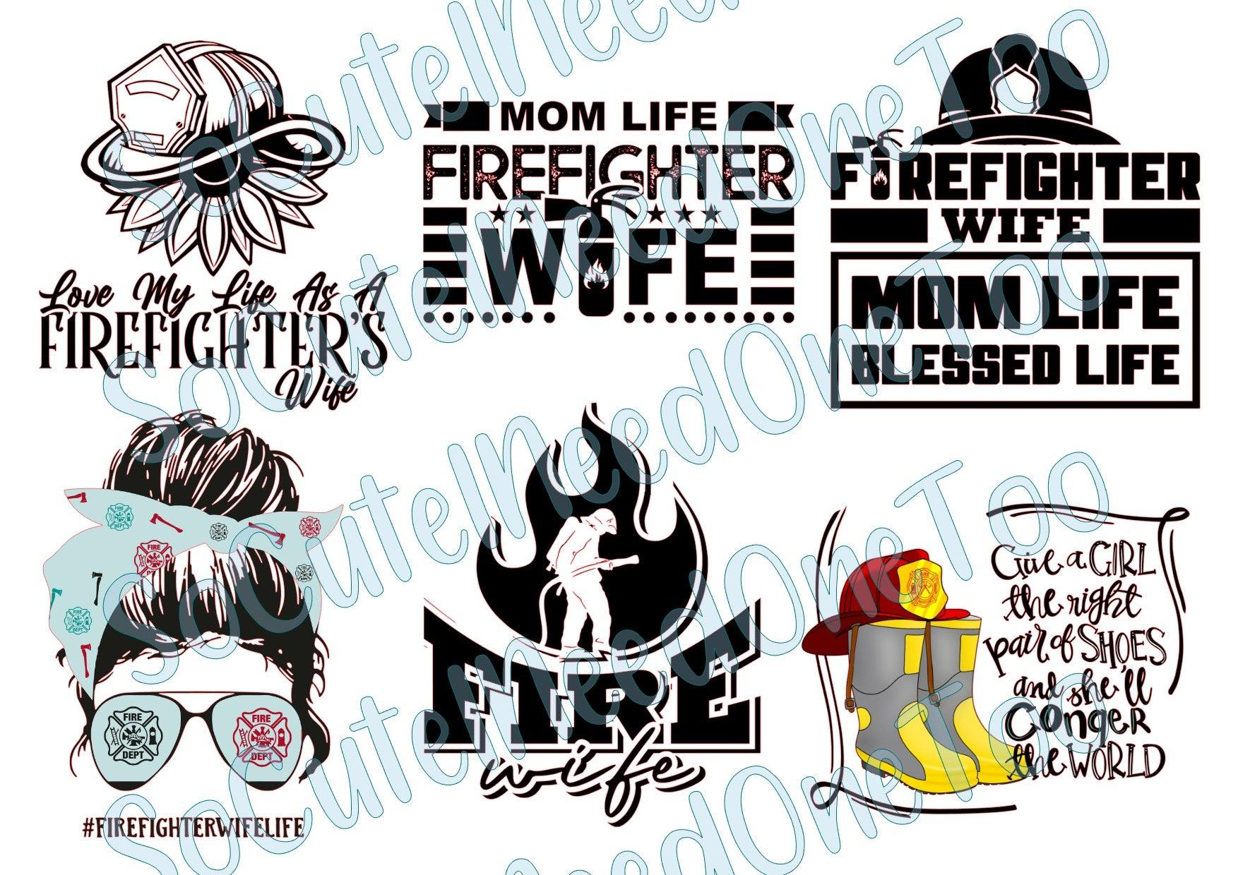 Firefighter - Wife on Clear/White Waterslide Paper Ready To Use - SoCuteINeedOneToo