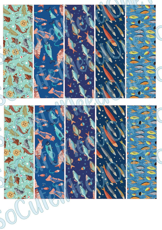 Fishing Pen Wraps #1 on Clear/White Waterslide Paper Ready To Use - SoCuteINeedOneToo
