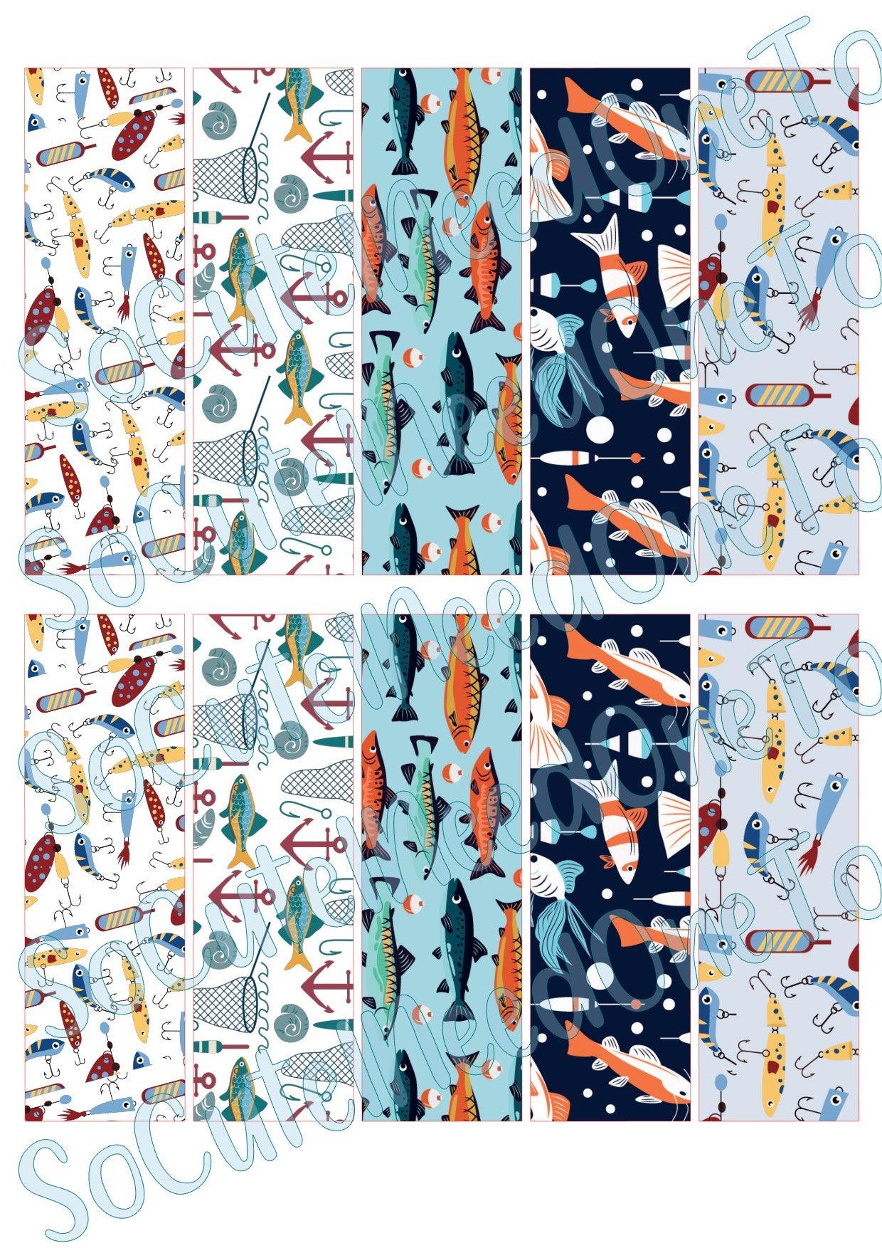 Fishing Pen Wraps #2 on Clear/White Waterslide Paper Ready To Use - SoCuteINeedOneToo