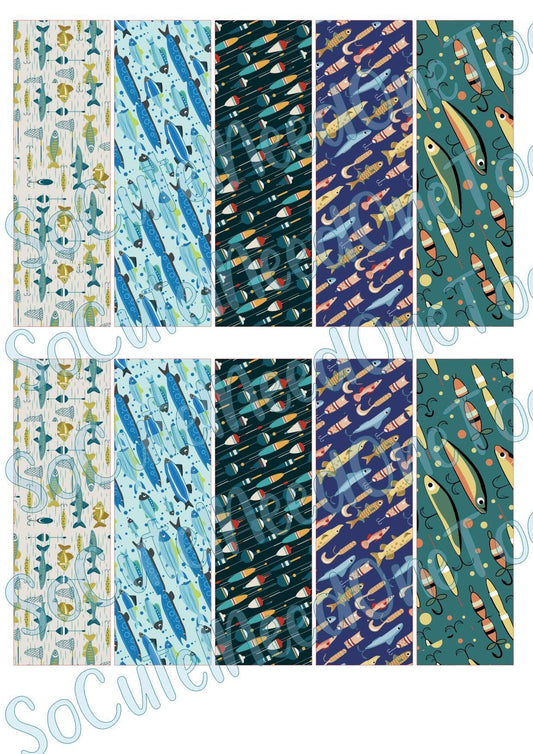 Fishing Pen Wraps #4 on Clear/White Waterslide Paper Ready To Use - SoCuteINeedOneToo