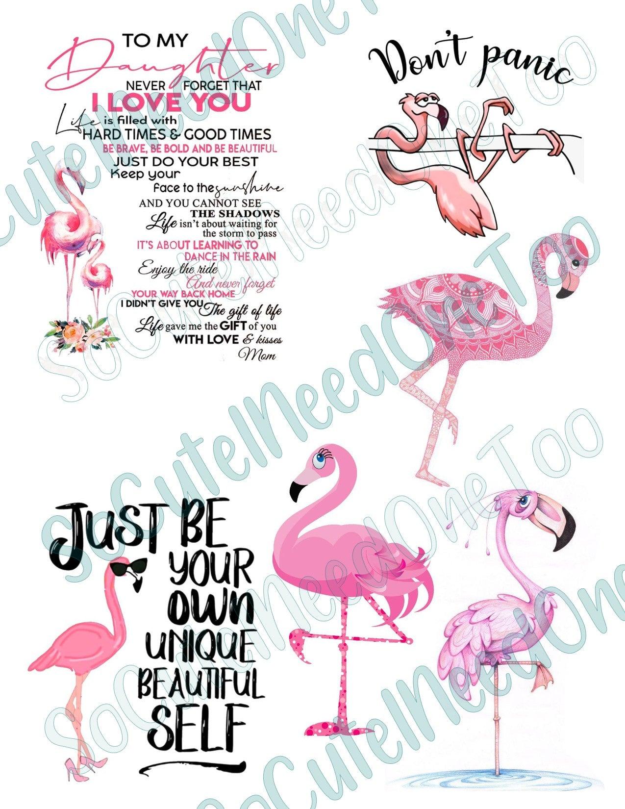 Flamingo on Clear/White Waterslide Paper Ready To Use - SoCuteINeedOneToo