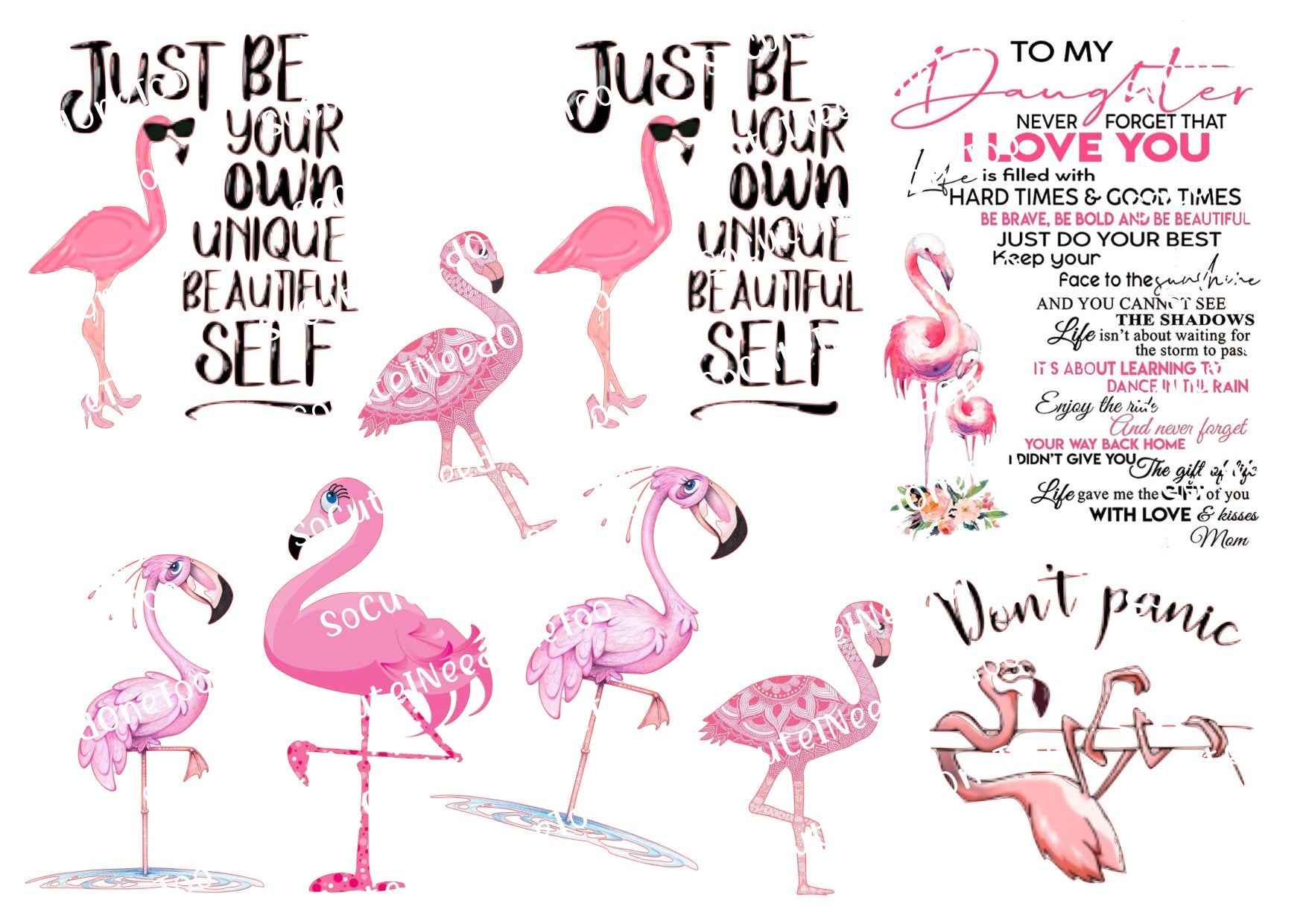 Flamingo on Clear/White Waterslide Paper Ready To Use - SoCuteINeedOneToo