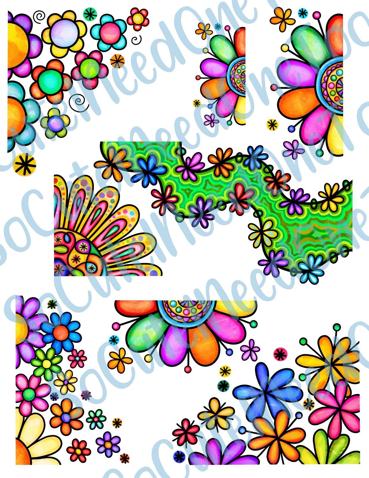 Floral Bundle On Clear/White Waterslide Paper Ready To Use - SoCuteINeedOneToo