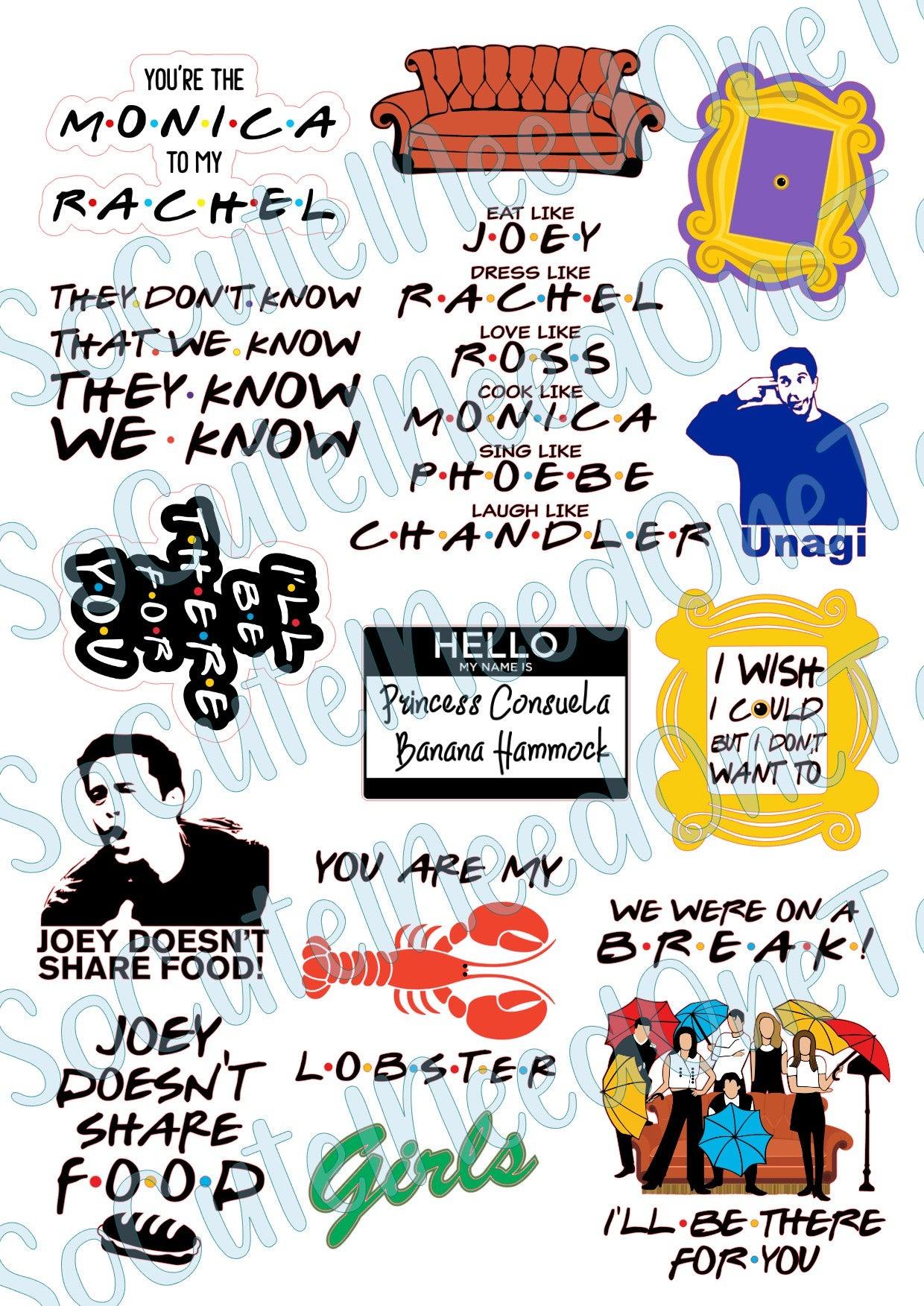 Friends TV Series on Clear/White Laser Printed Waterslide Paper Ready To Use - SoCuteINeedOneToo