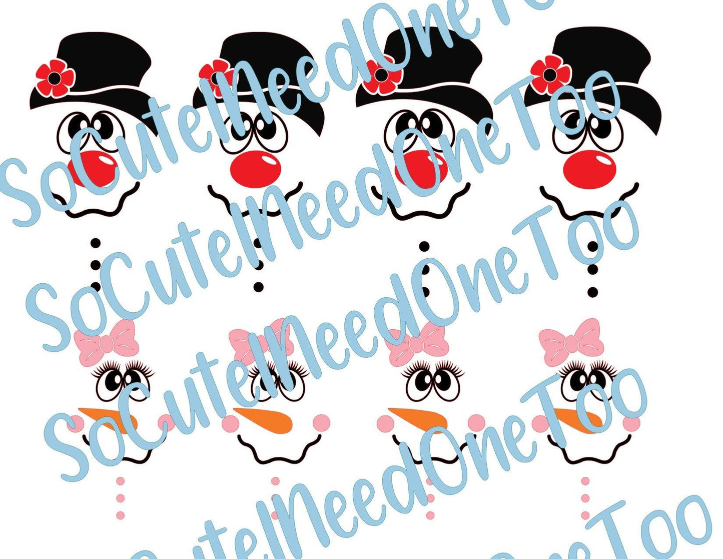 FROSTY FACES - On Clear/White Waterslide Paper Ready To Use - SoCuteINeedOneToo