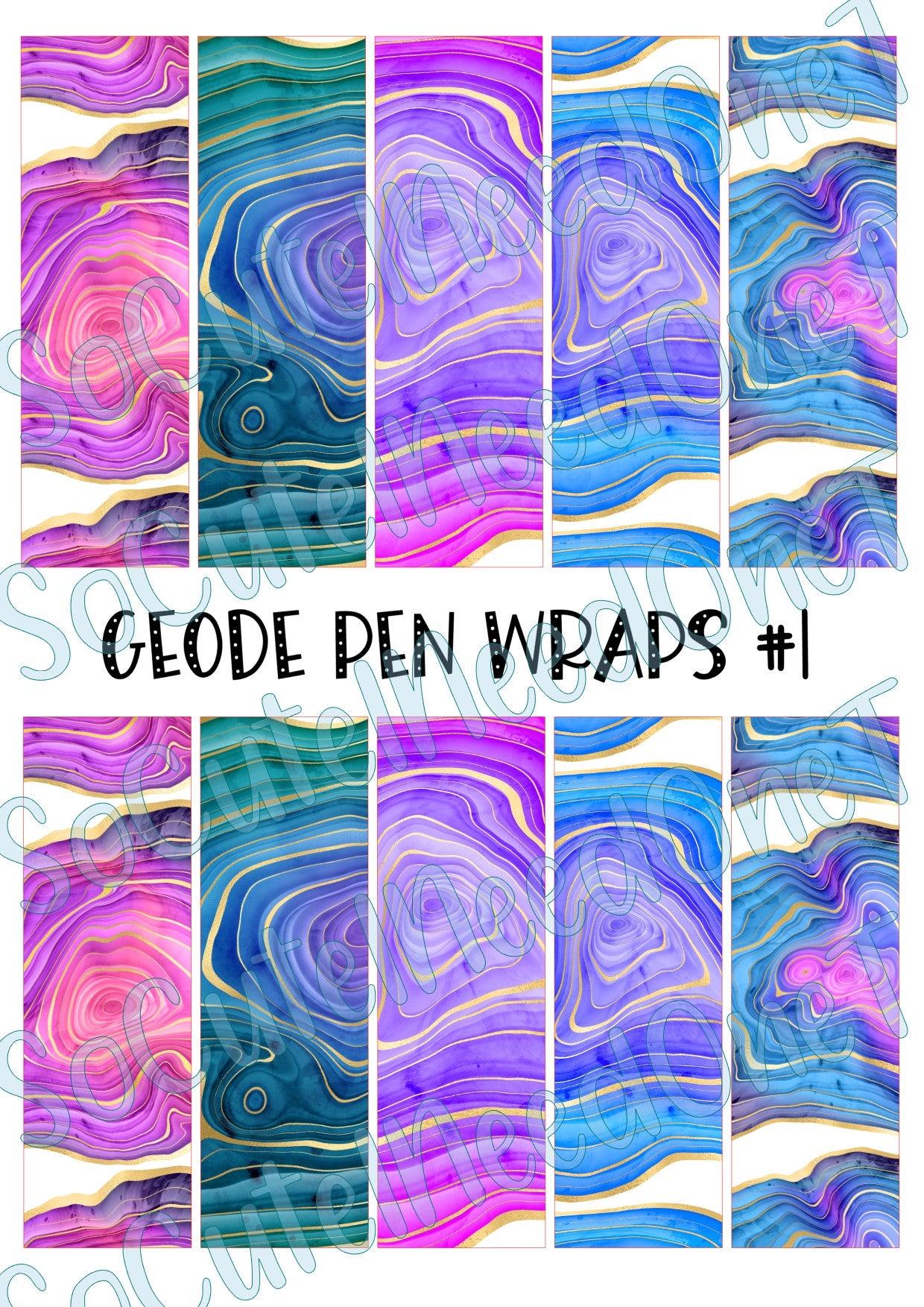 Geode Pen Wraps #1 on Clear/White Waterslide Paper Ready To Use - SoCuteINeedOneToo