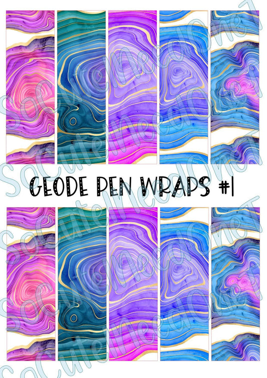 Geode Pen Wraps #1 on Clear/White Waterslide Paper Ready To Use - SoCuteINeedOneToo