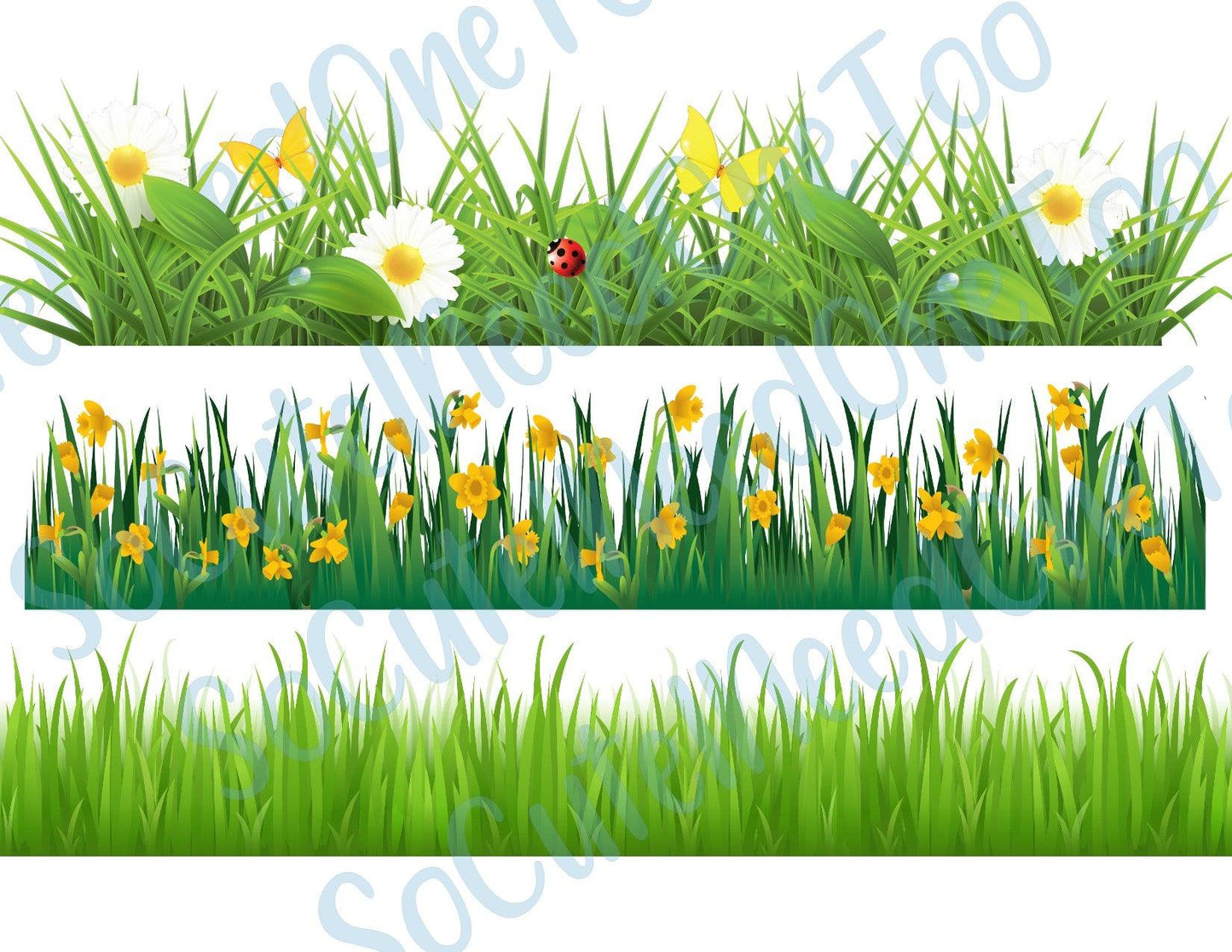 Grass Boarders On Clear/White Waterslide Paper Ready To Use - SoCuteINeedOneToo