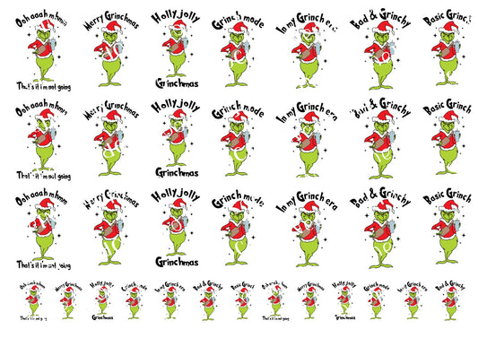 Grinch 2 in & 1 in Standing Waterslide Decals - SoCuteINeedOneToo
