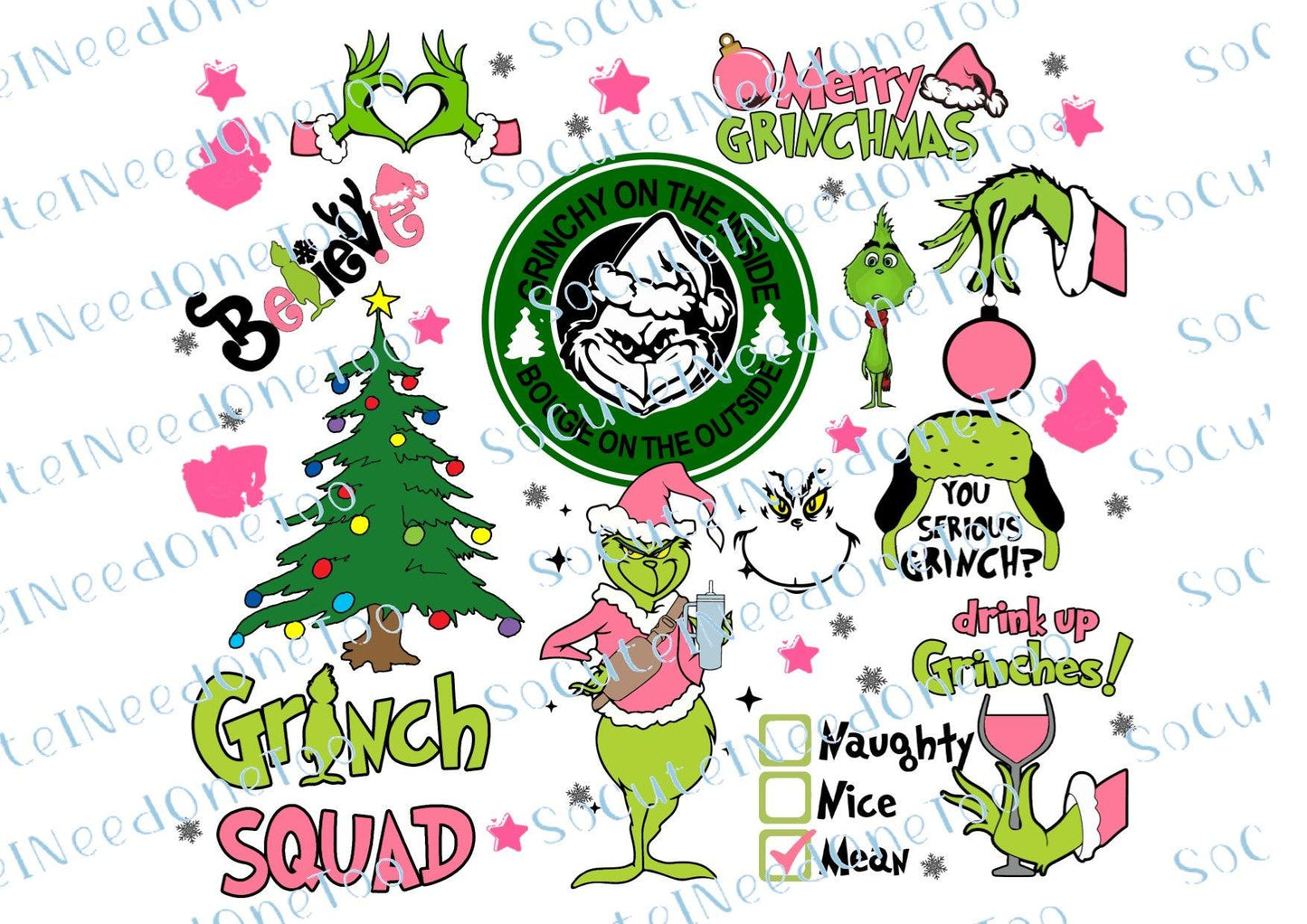 Grinch Christmas Waterslide Wrap Collection A - SoCuteINeedOneToo