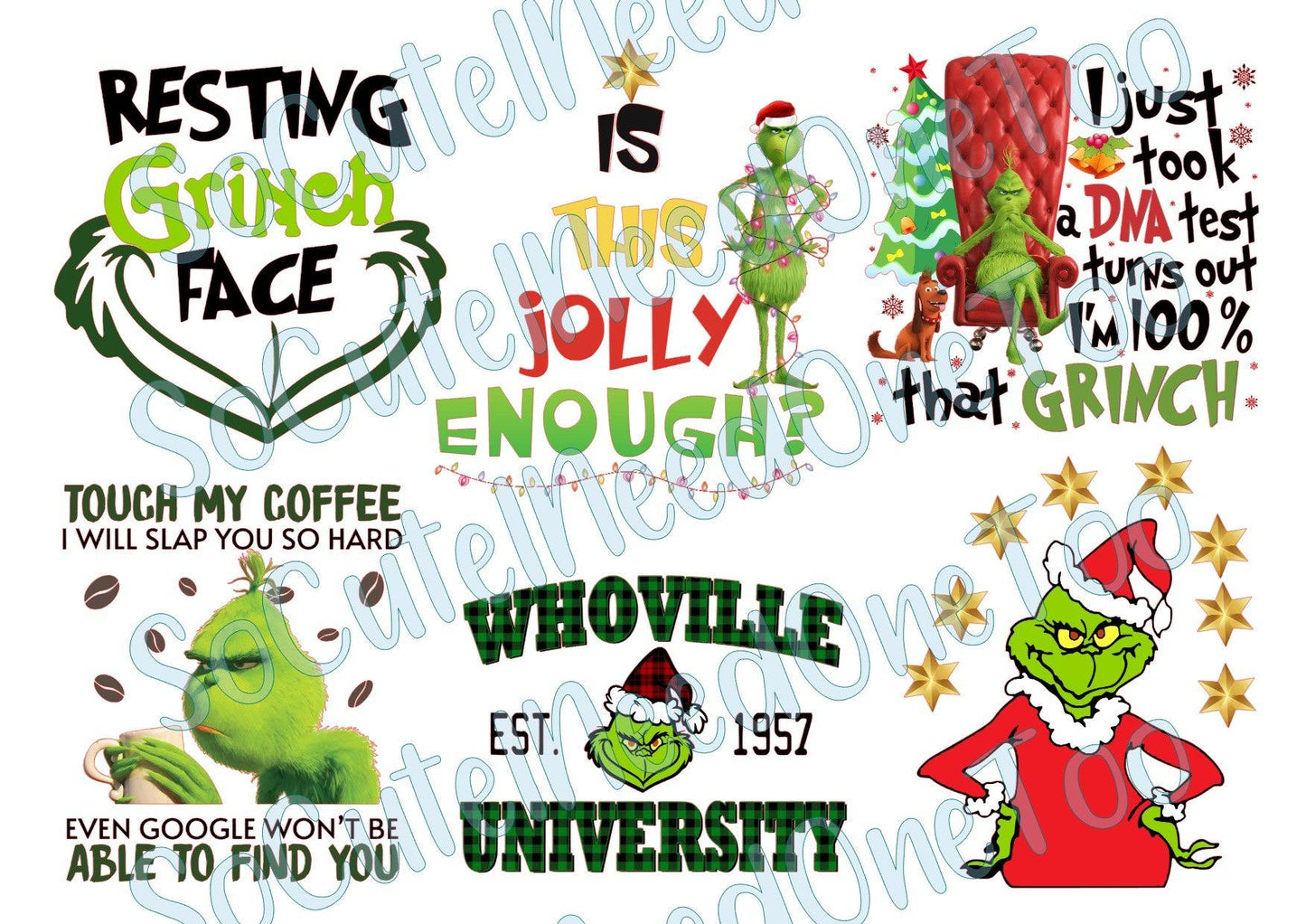 Grinch M on Clear/White Waterslide Paper Ready To Use - SoCuteINeedOneToo