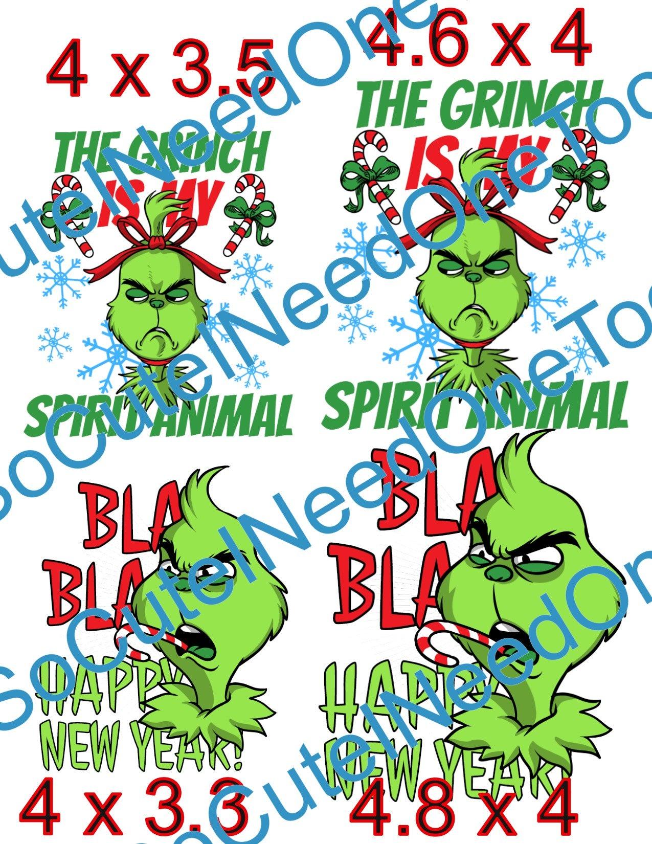 Grinch - My Spirit Animals on Clear/White Waterslide Paper Ready To Use - SoCuteINeedOneToo