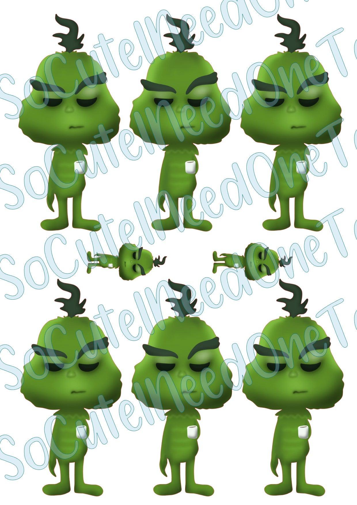 Grinch with Coffee Cup on Clear/White Waterslide Paper Ready To Use - SoCuteINeedOneToo