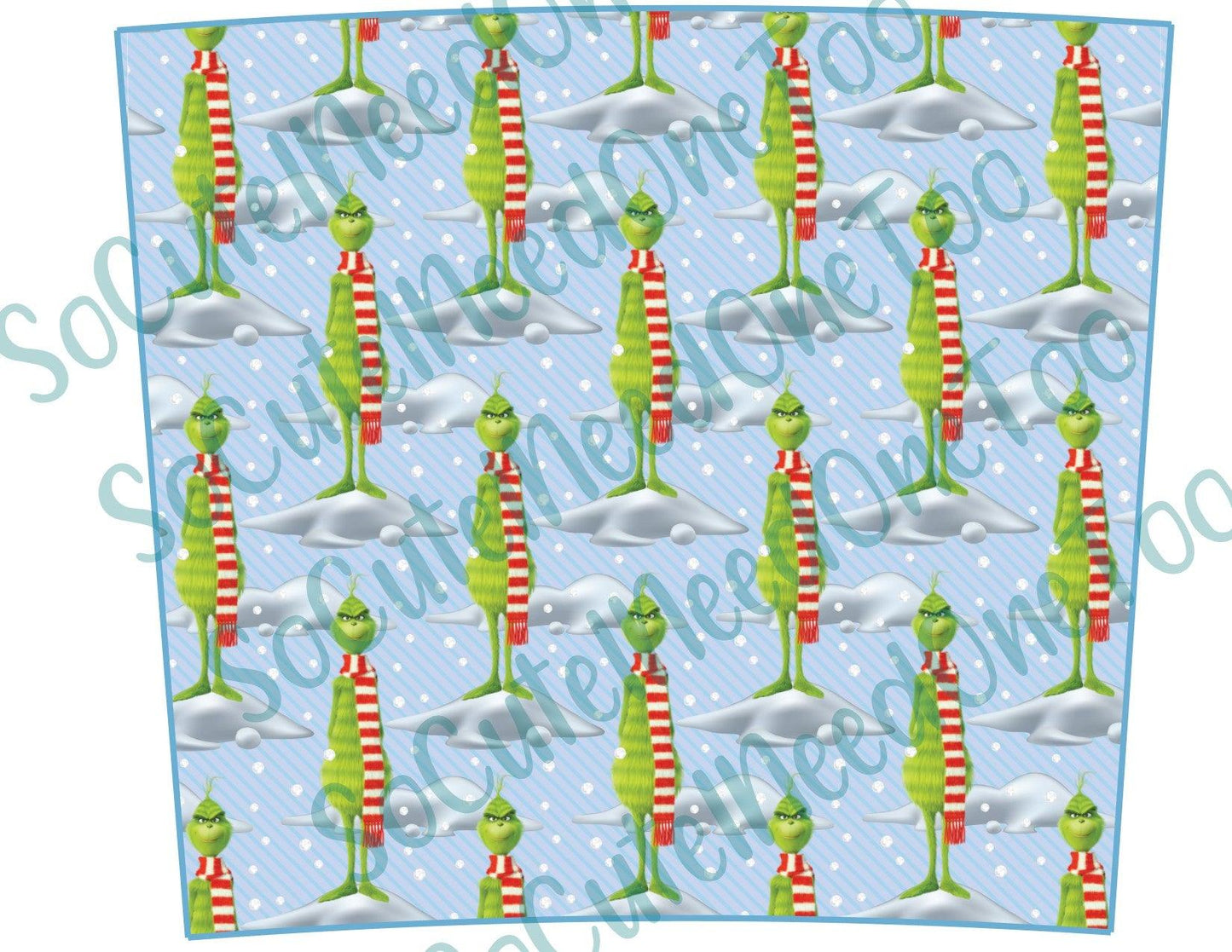 Grinch With Red Scarf Waterslide Wrap - SoCuteINeedOneToo
