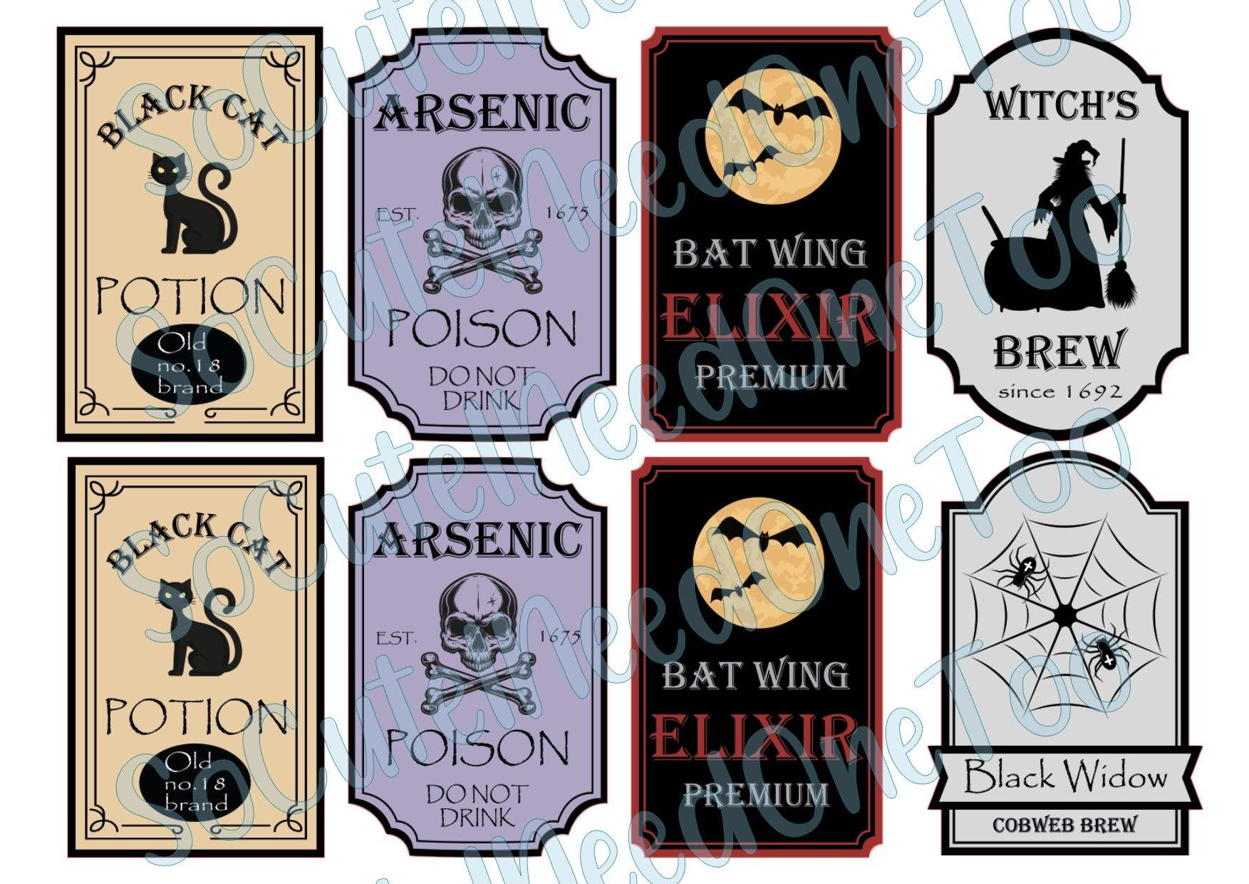 Halloween Labels On Clear/White Waterslide Paper Ready To Use - SoCuteINeedOneToo