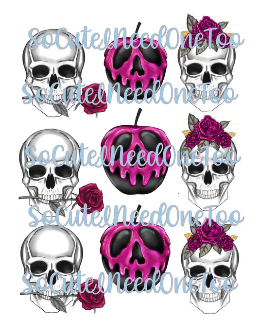 Halloween Skull Stickers - Glossy White 8.5 x 11 - SoCuteINeedOneToo