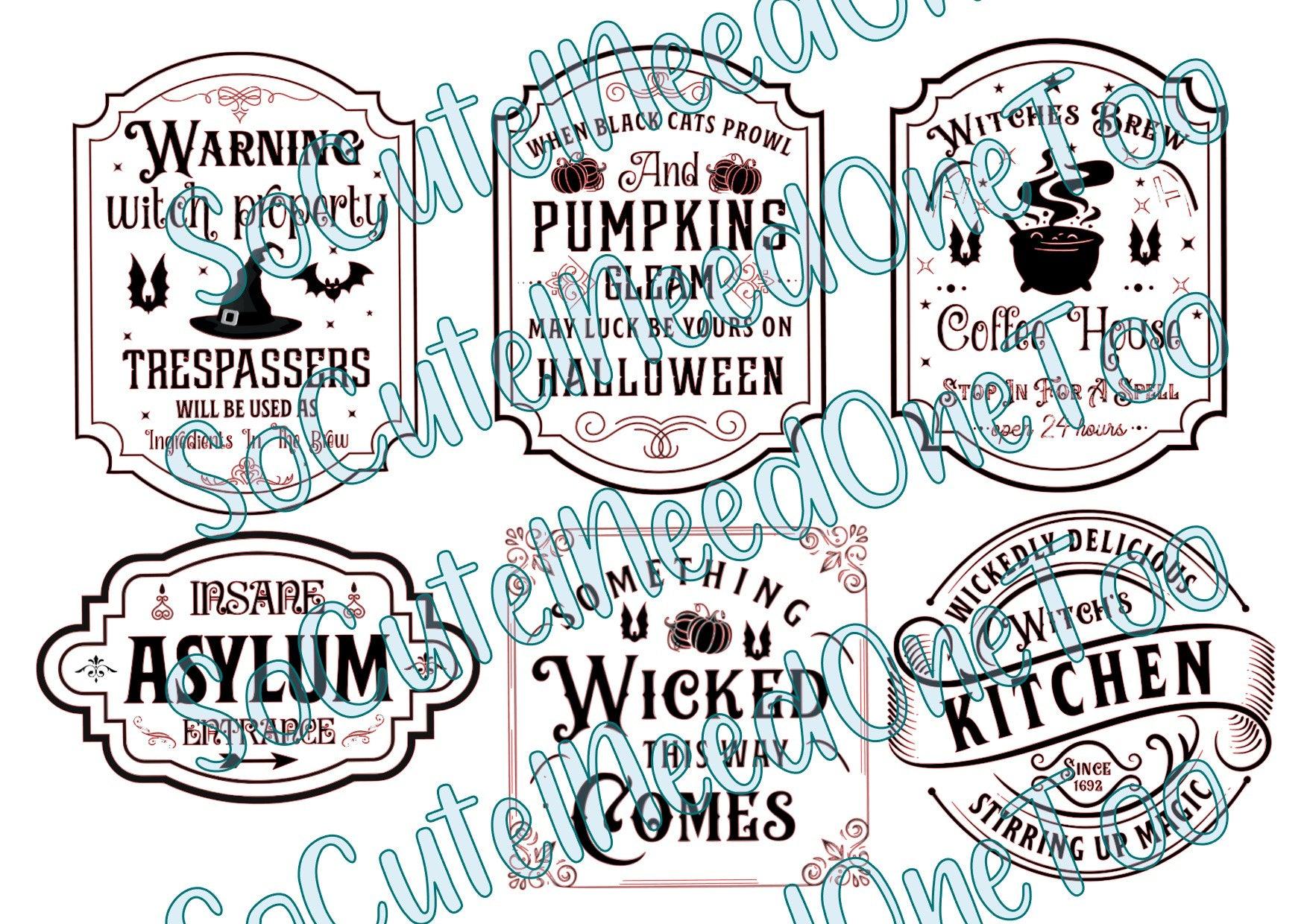 Halloween - Warning Labels On Clear/White Waterslide Paper - SoCuteINeedOneToo
