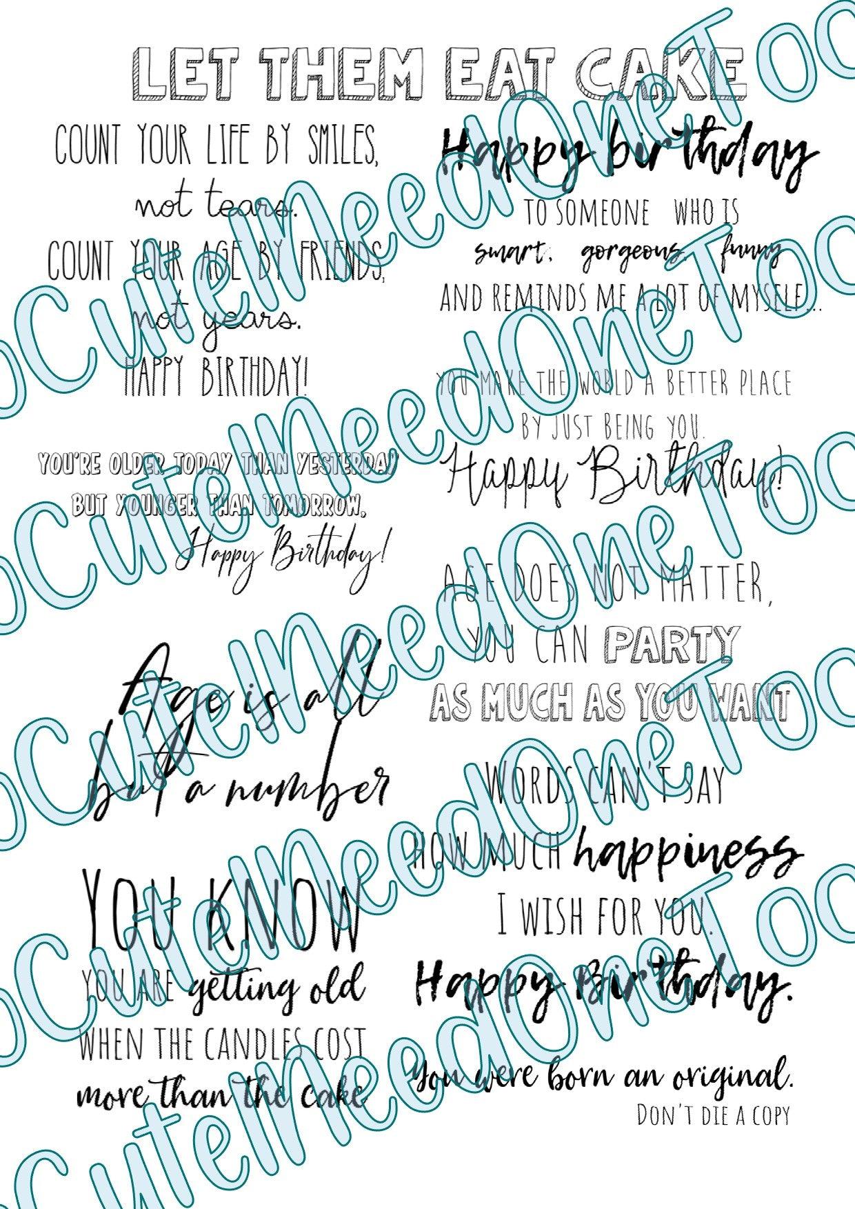 Happy Birthday Decals on Clear/White Waterslide Paper Ready To Use - SoCuteINeedOneToo