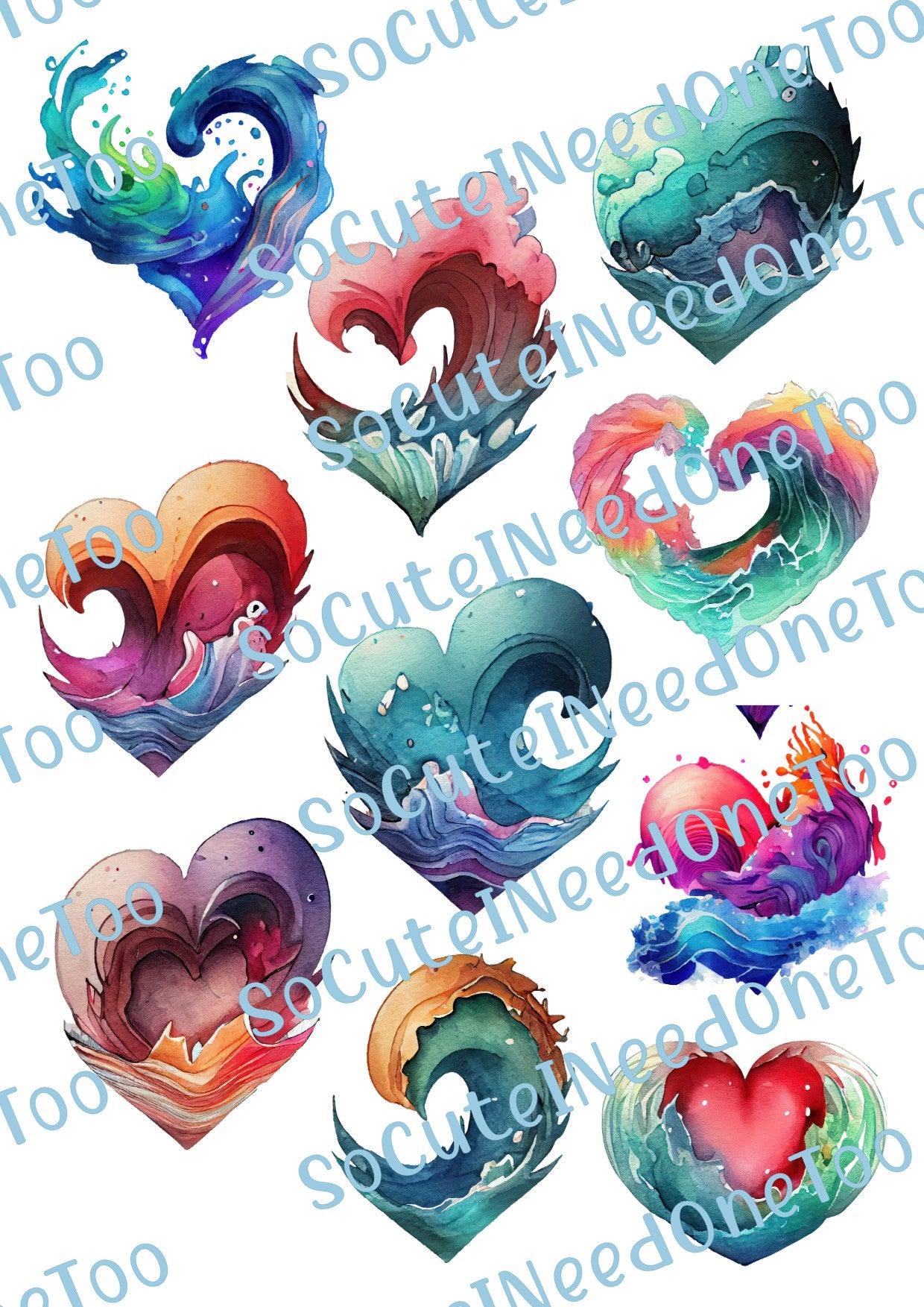 Heart Waves on Clear/White Waterslide Paper - SoCuteINeedOneToo