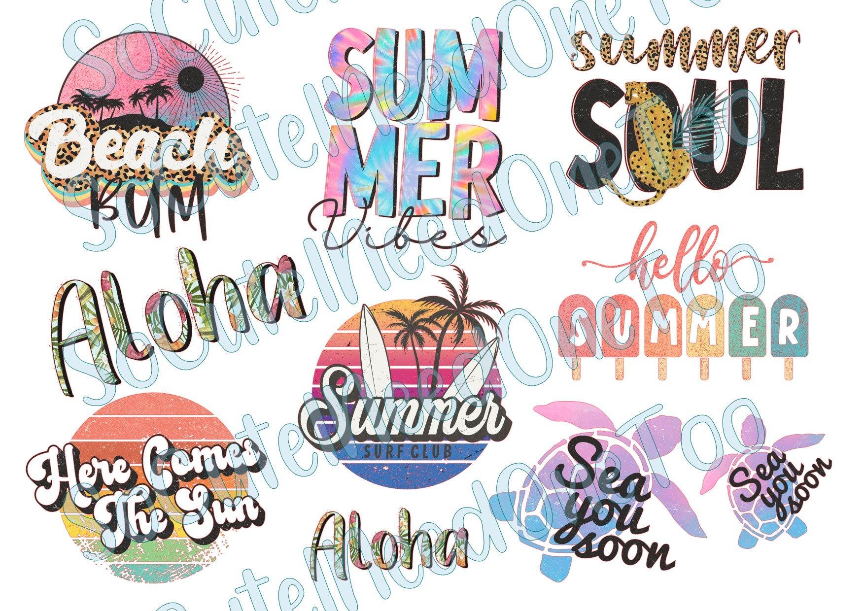 Hello Summer on Clear/White Waterslide Paper Ready To Use - SoCuteINeedOneToo