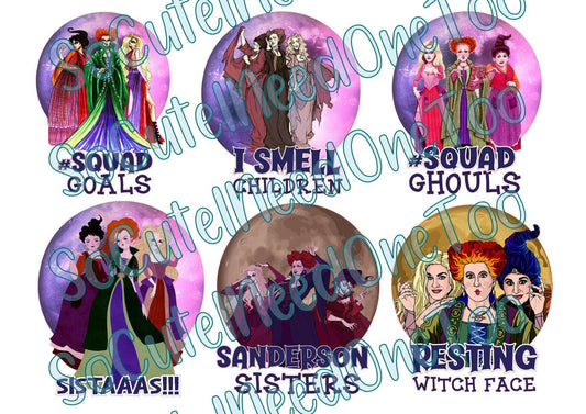 Hocus Pocus - Circle Pictures on Clear/White Waterslide Paper Ready To Use - SoCuteINeedOneToo