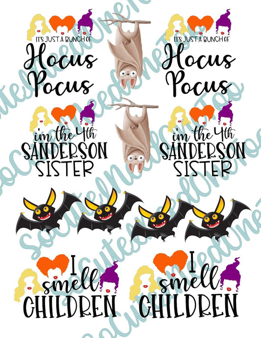 Hocus Pocus - I Smell Children On Clear/White Waterslide Paper Ready To Use - SoCuteINeedOneToo