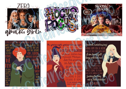Hocus Pocus - Witch Cards on Clear/White Waterslide Paper Ready To Use - SoCuteINeedOneToo