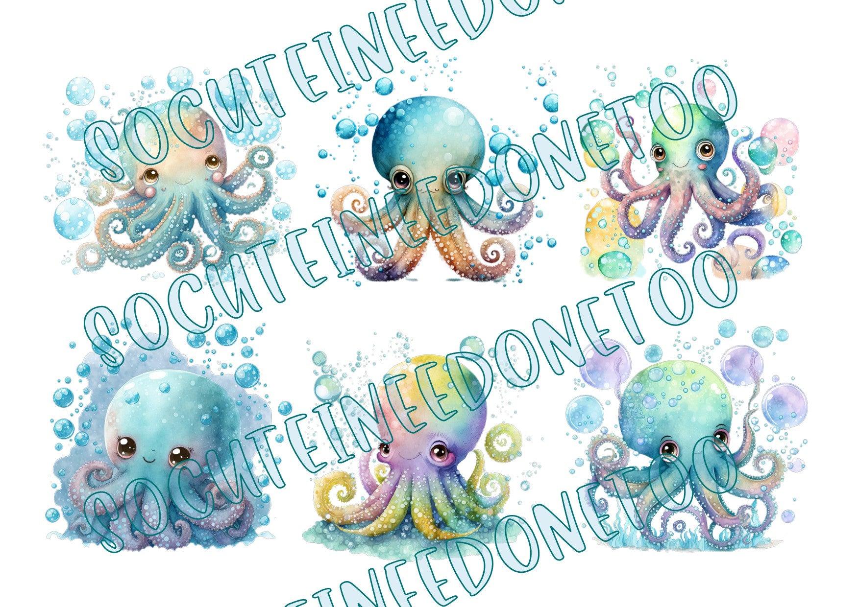 Holographic Octupus on Clear/White Waterslide Paper Ready To Use - SoCuteINeedOneToo
