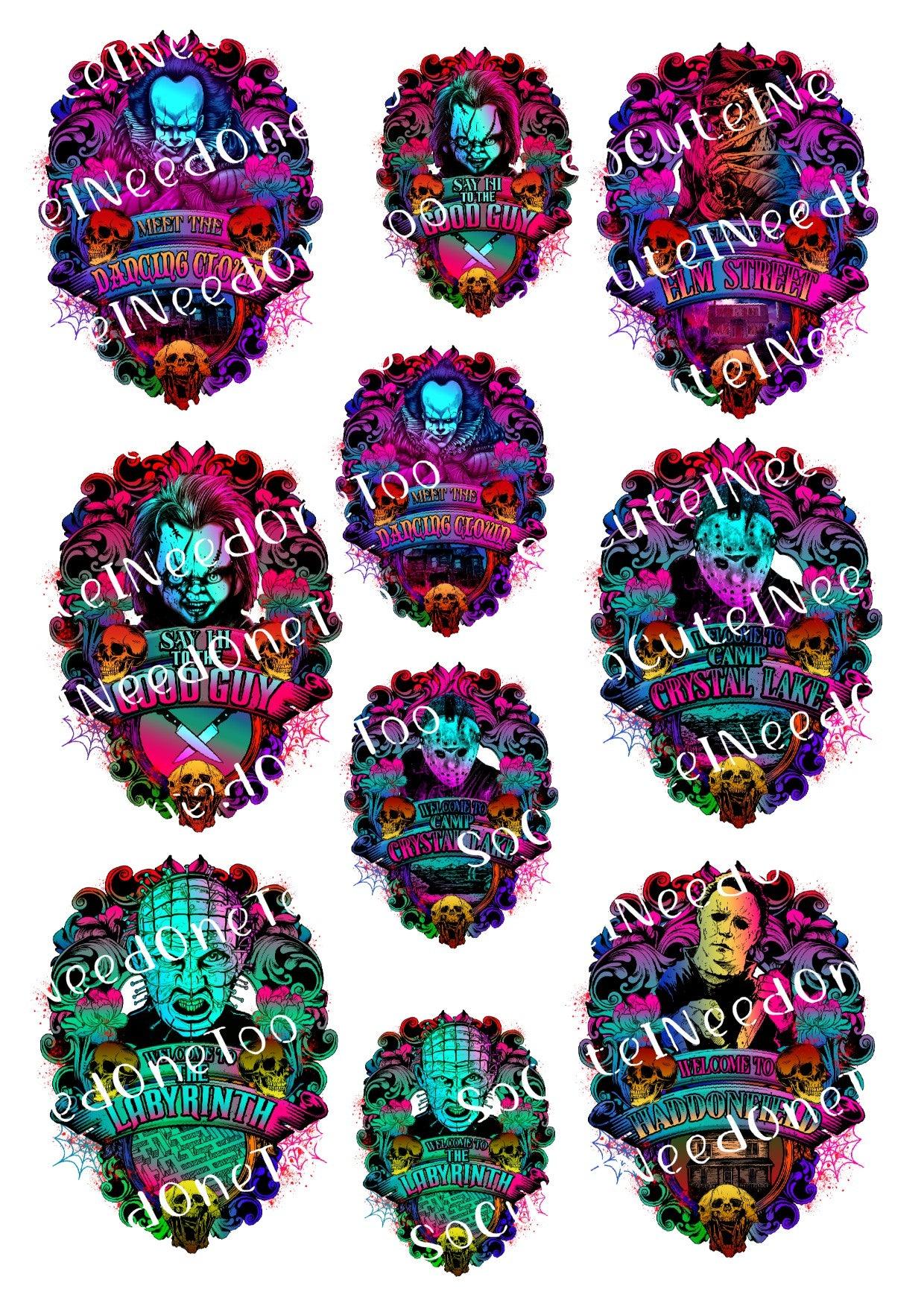 Horror - Colorful Killers Waterslide Decals - SoCuteINeedOneToo