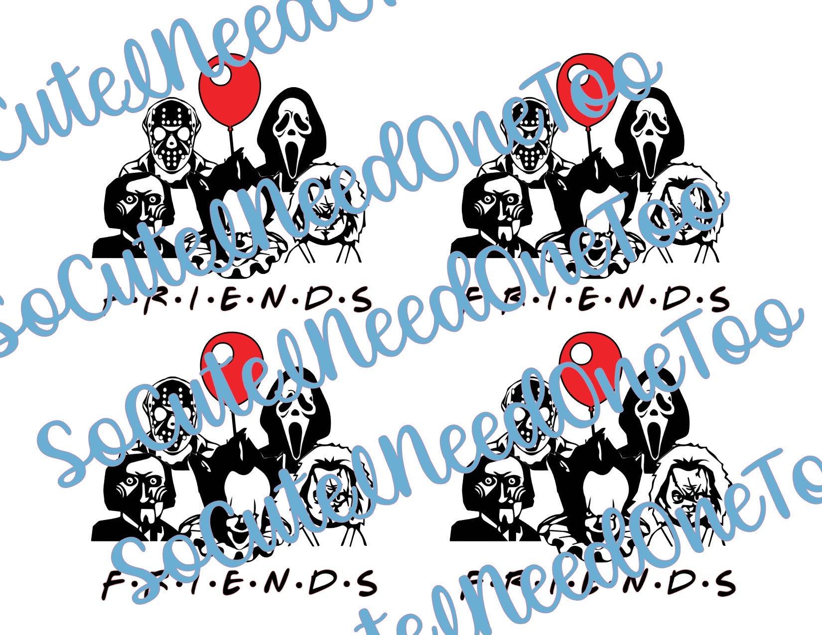 Horror - Friends #2 on Clear/White Waterslide Paper Ready To Use - SoCuteINeedOneToo