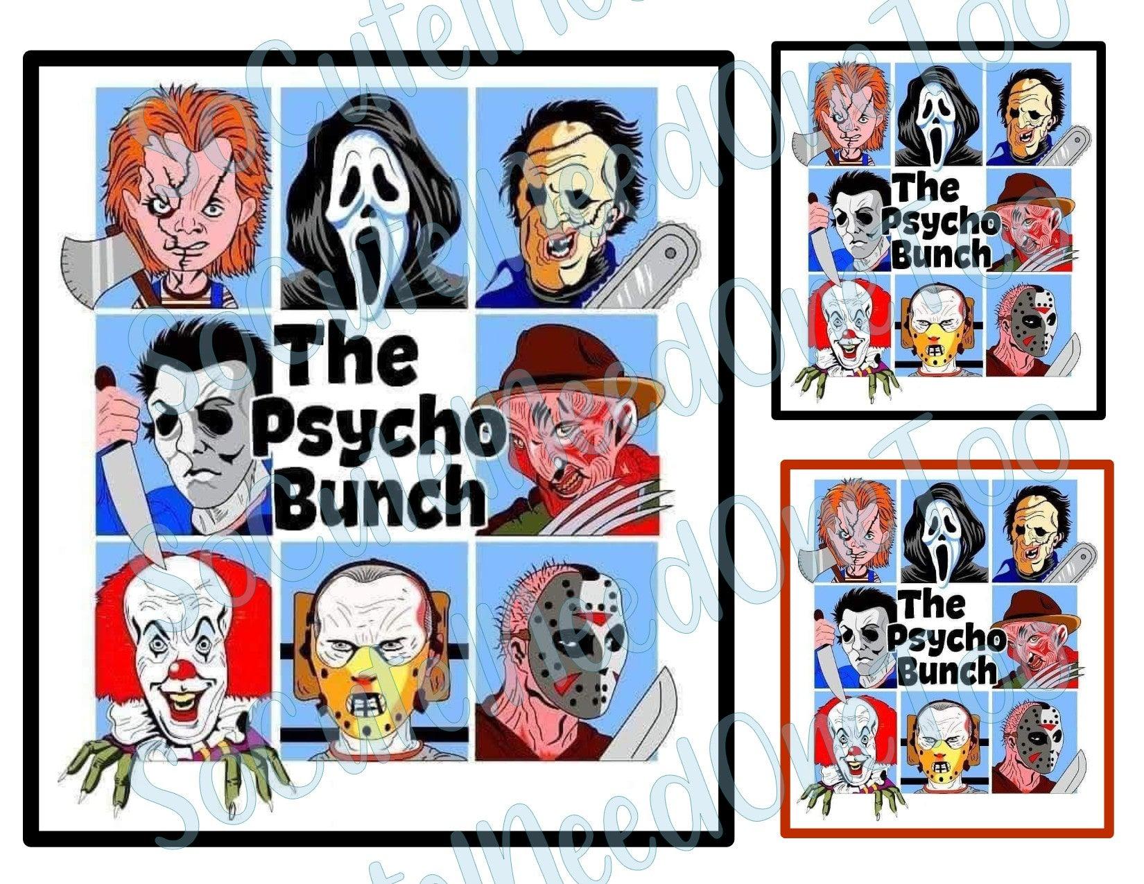 Horror - Psycho Bunch on Clear/White Waterslide Paper Ready To Use - SoCuteINeedOneToo