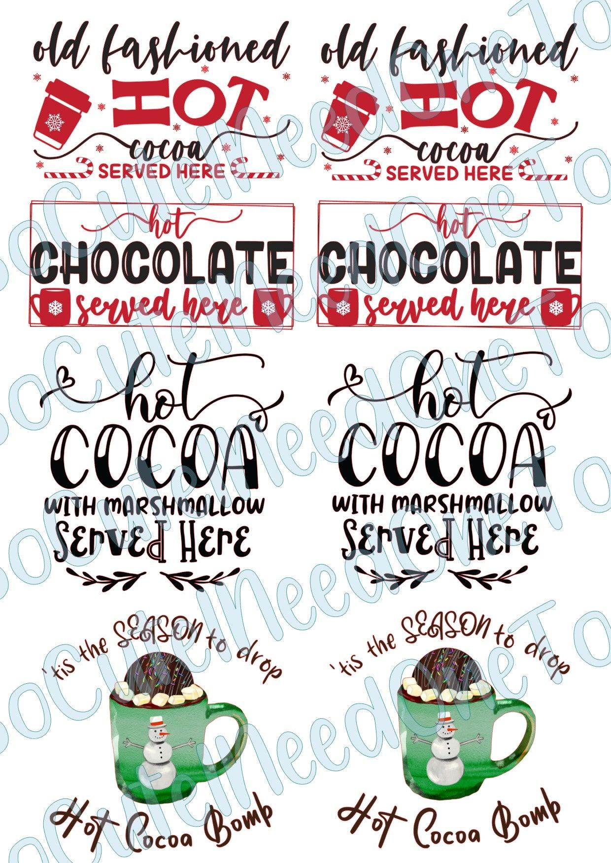 Hot Chocolate Bundle - Christmas on Clear/White Waterslide Paper Ready To Use - SoCuteINeedOneToo
