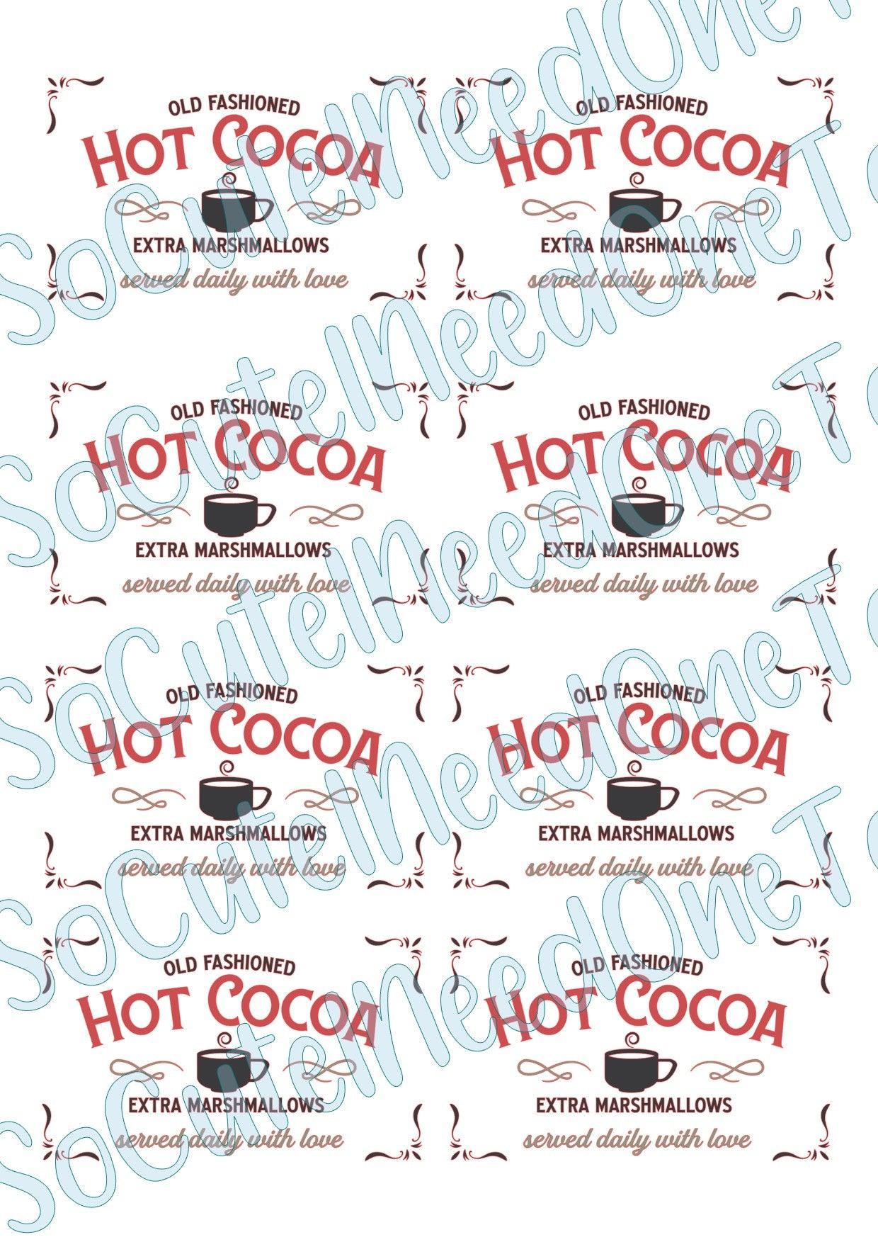 Hot Chocolate Extra Marshmallows on Clear/White Waterslide Paper Ready To Use - SoCuteINeedOneToo
