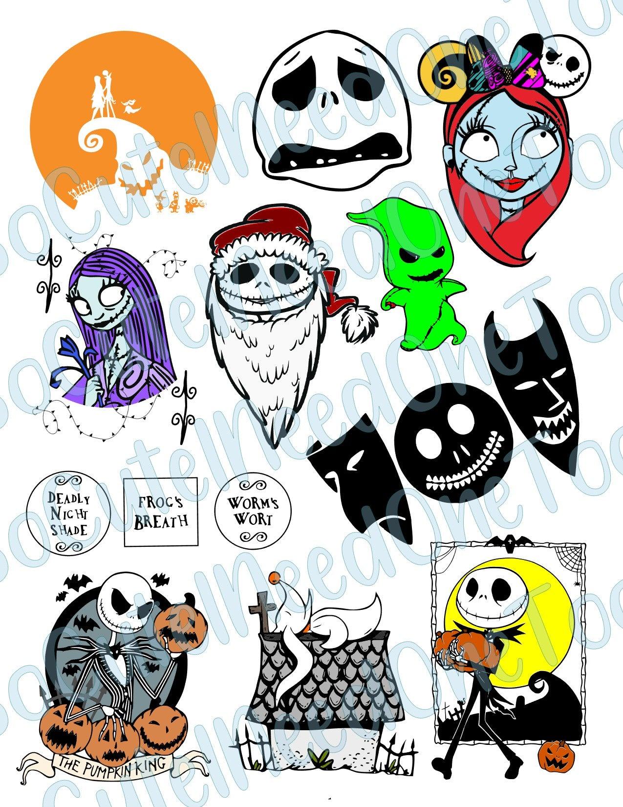 Jack & Sally #12 - on Clear/White Waterslide Paper Ready To Use - SoCuteINeedOneToo