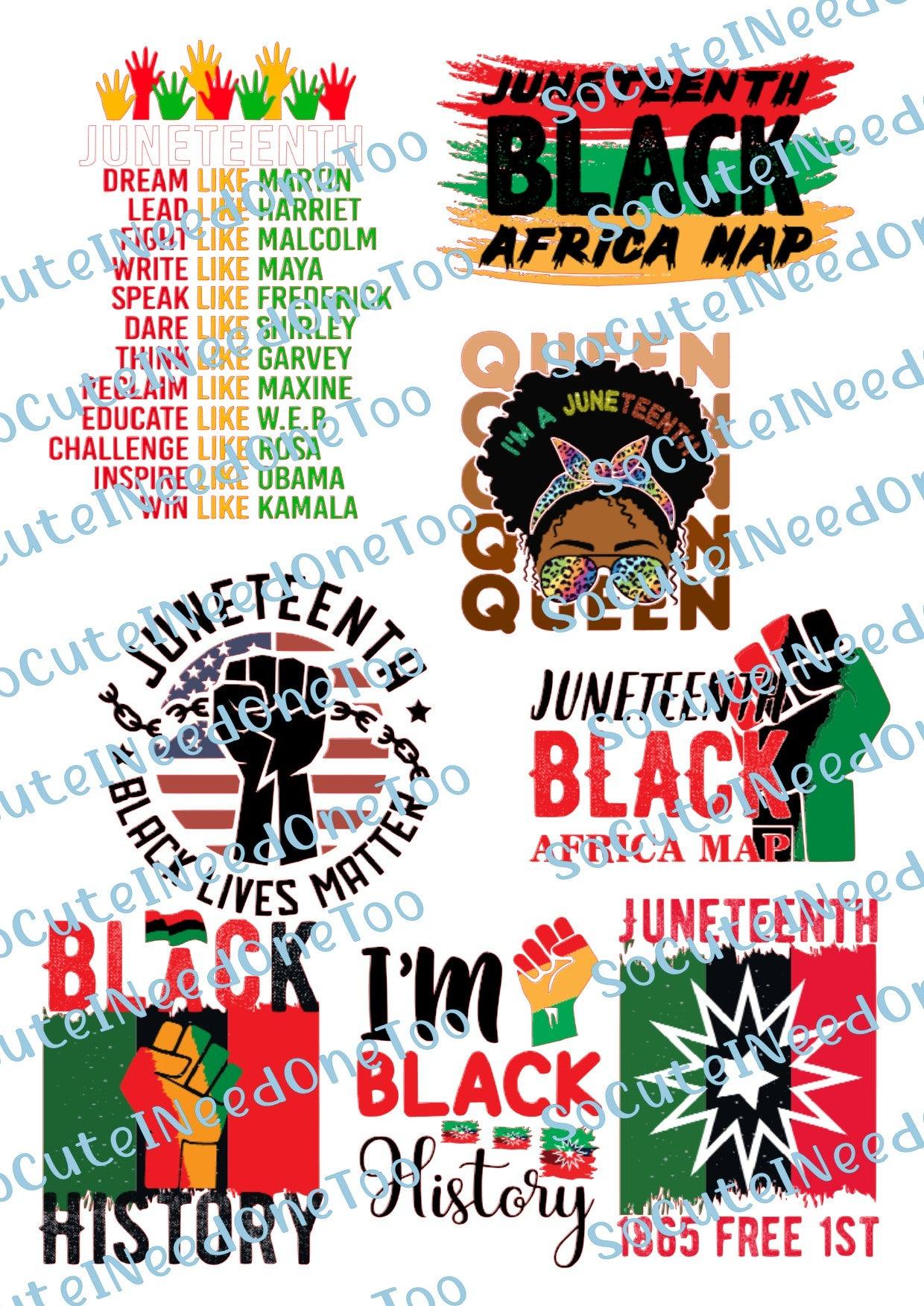 Juneteenth #3 On Clear Waterslide Decals - SoCuteINeedOneToo