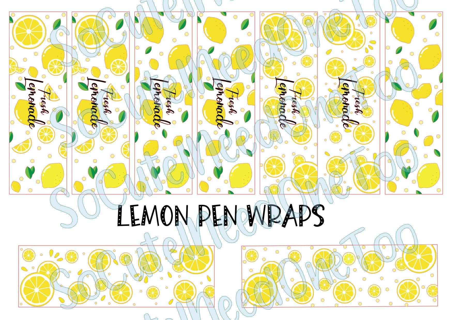 Lemon Pen Wraps on Clear/White Waterslide Paper Ready To Use - SoCuteINeedOneToo