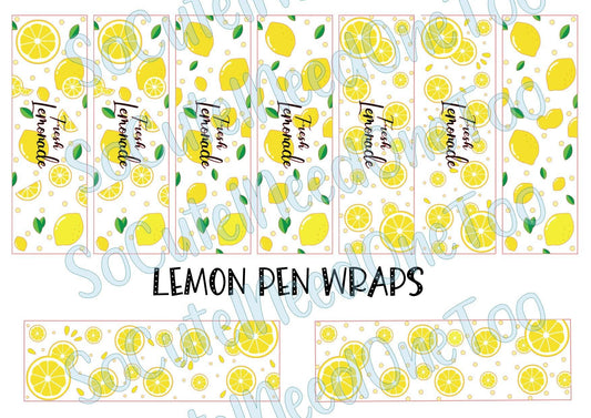 Lemon Pen Wraps on Clear/White Waterslide Paper Ready To Use - SoCuteINeedOneToo