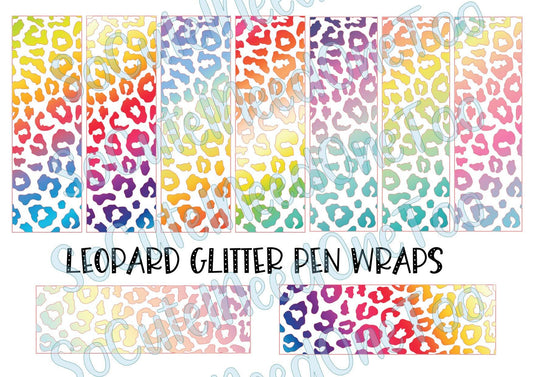Leopard Glitter Pen Wraps #2 on Clear/White Waterslide Paper Ready To Use - SoCuteINeedOneToo