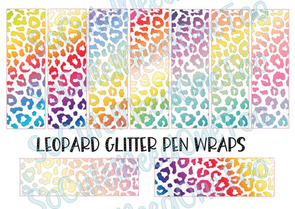 Leopard Glitter Pen Wraps #2 on Clear/White Waterslide Paper Ready To Use - SoCuteINeedOneToo